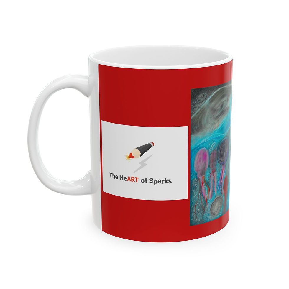 Thumbnail: Red/White Art Mug: "Currents of the Unseen" & "Lunar Oasis"