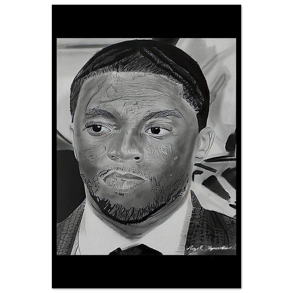 Chadwick Boseman Aluminum Drawing Print