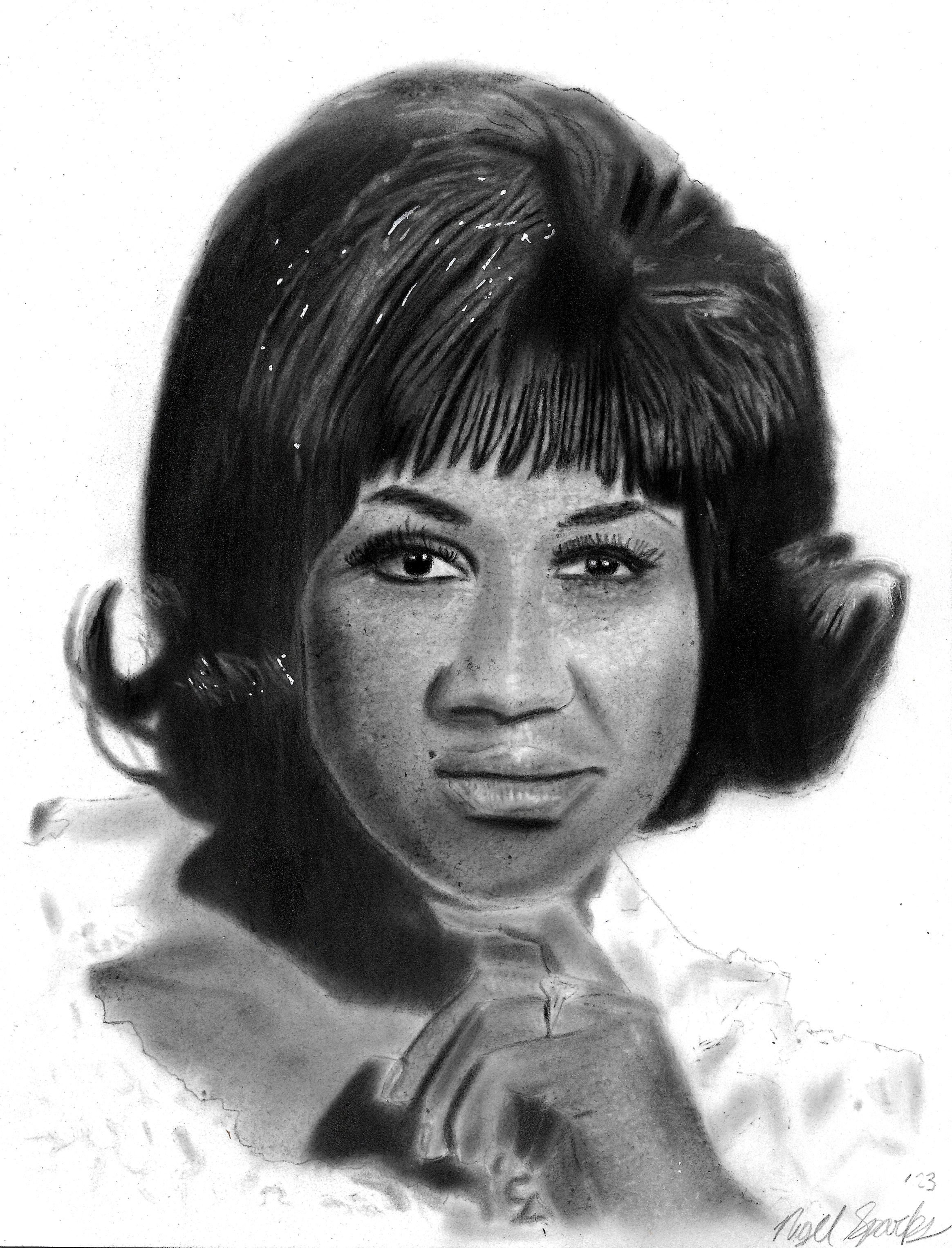 "Aretha Franklin" Graphite Drawing Print (Digital File)