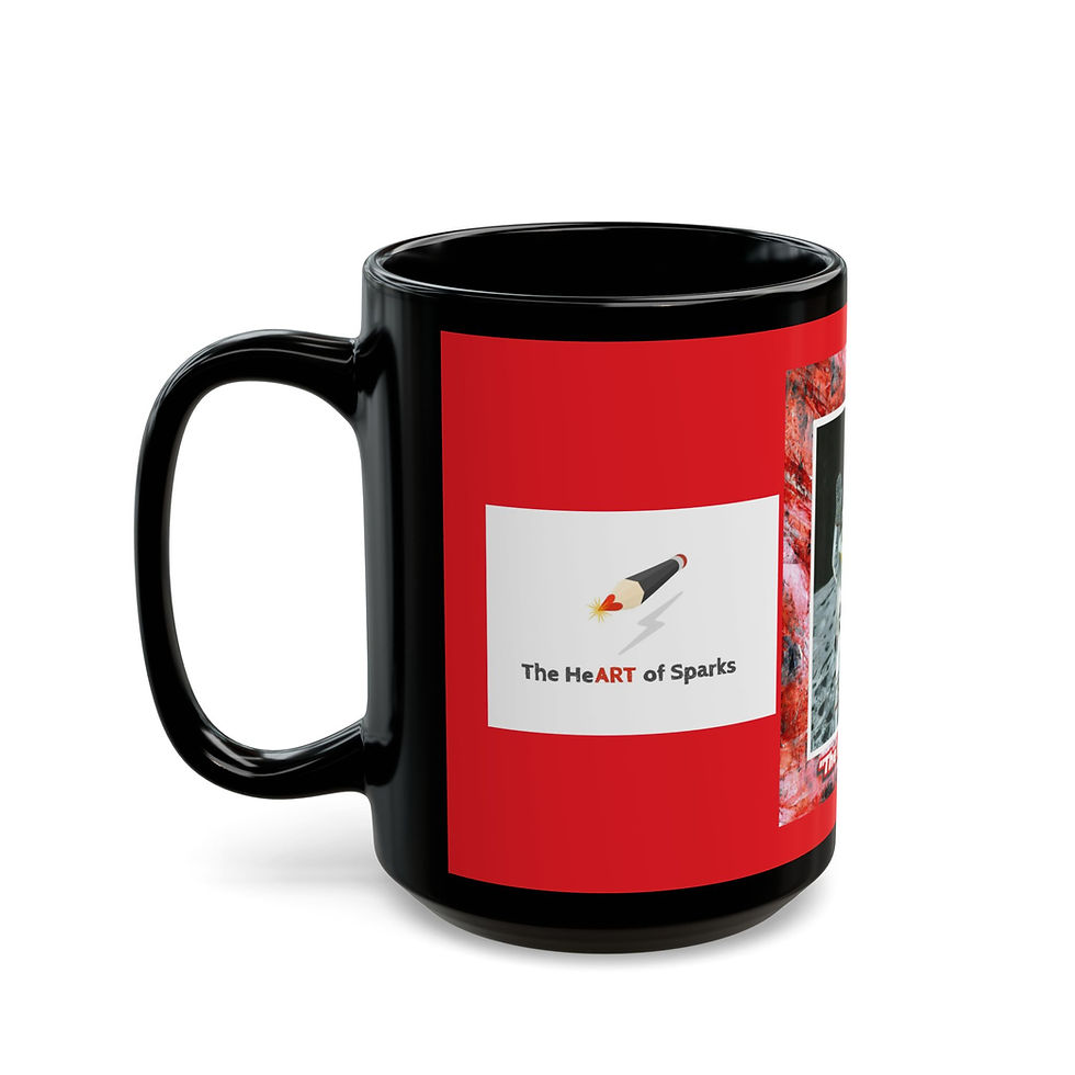 Thumbnail: "The Moonwalk" Black Mug with Abstract Painting Background