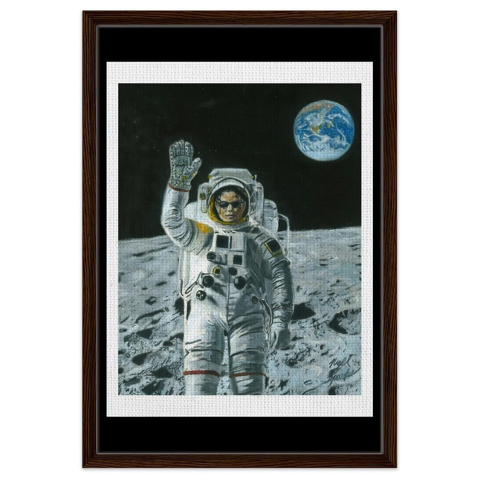 Thumbnail: "The Moonwalk" Framed Canvas Drawing Print