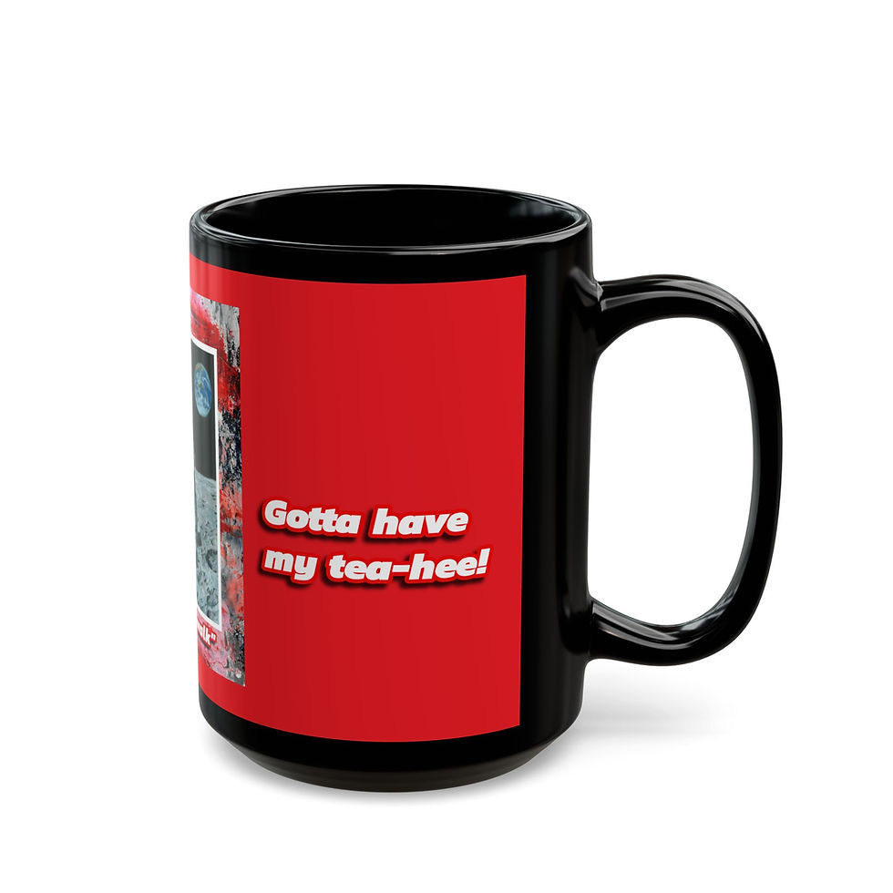 Thumbnail: "The Moonwalk" Black Mug with Abstract Painting Background