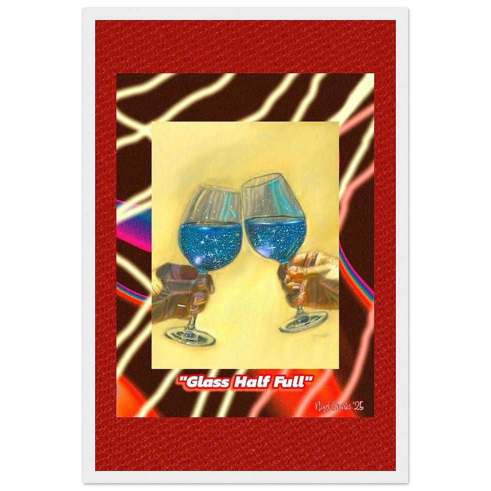 Thumbnail: "Glass Half Full"- Wooden Framed Drawing Print