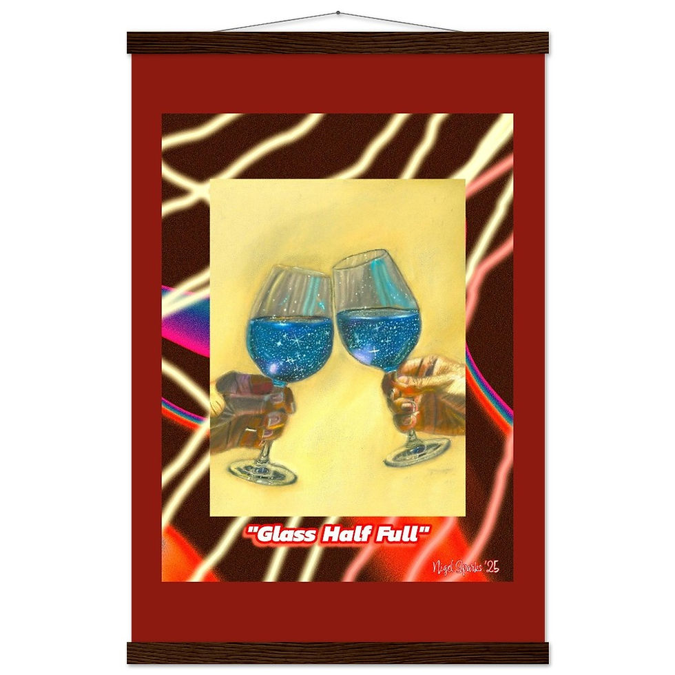 Thumbnail: Wine Glass Pastel Drawing Poster with Hanger ("Glass Half Full")