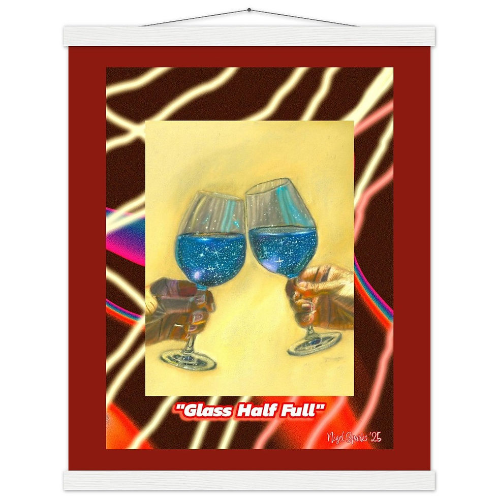Thumbnail: Wine Glass Pastel Drawing Poster with Hanger ("Glass Half Full")