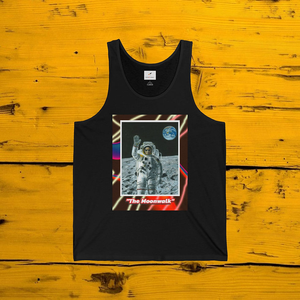 Thumbnail: "The Moonwalk" Unisex Jersey Tank with Graphic Design Background