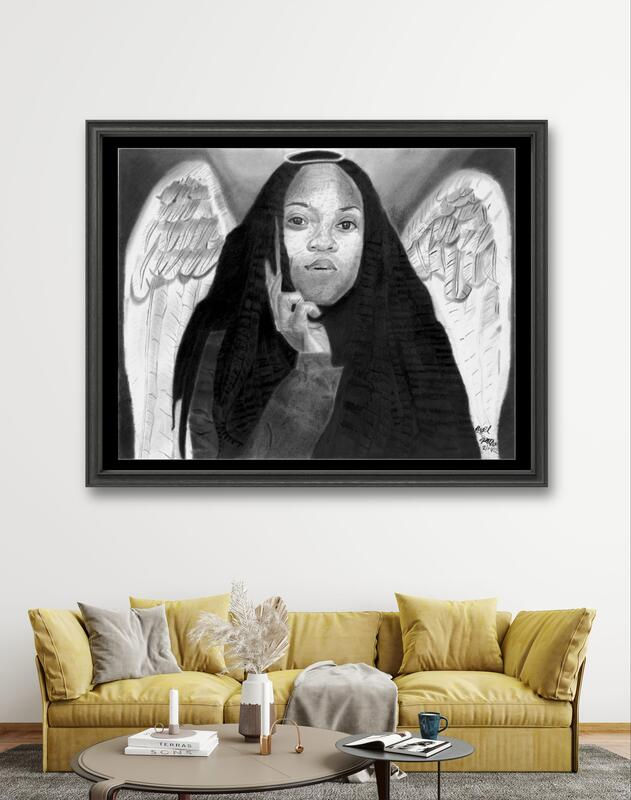 Thumbnail: "Black Angel" Graphite Drawing Print (Downloadable File)