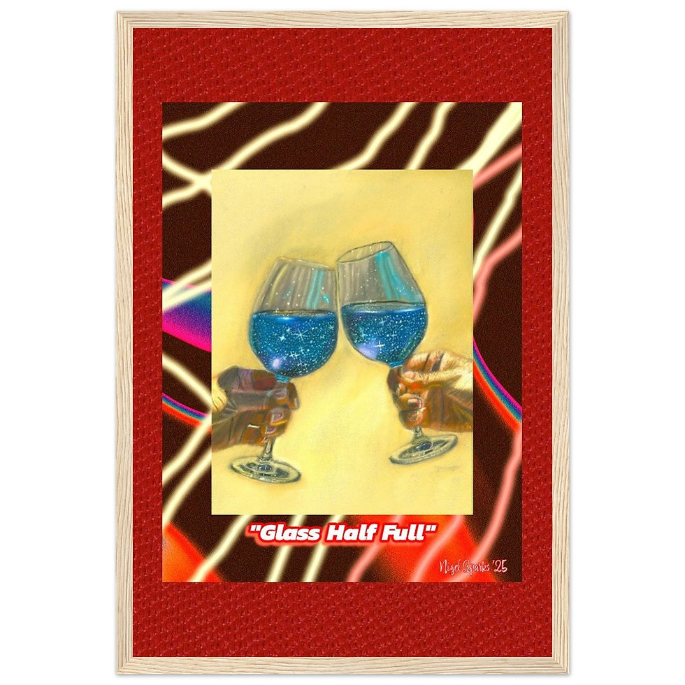 Thumbnail: "Glass Half Full"- Wooden Framed Drawing Print