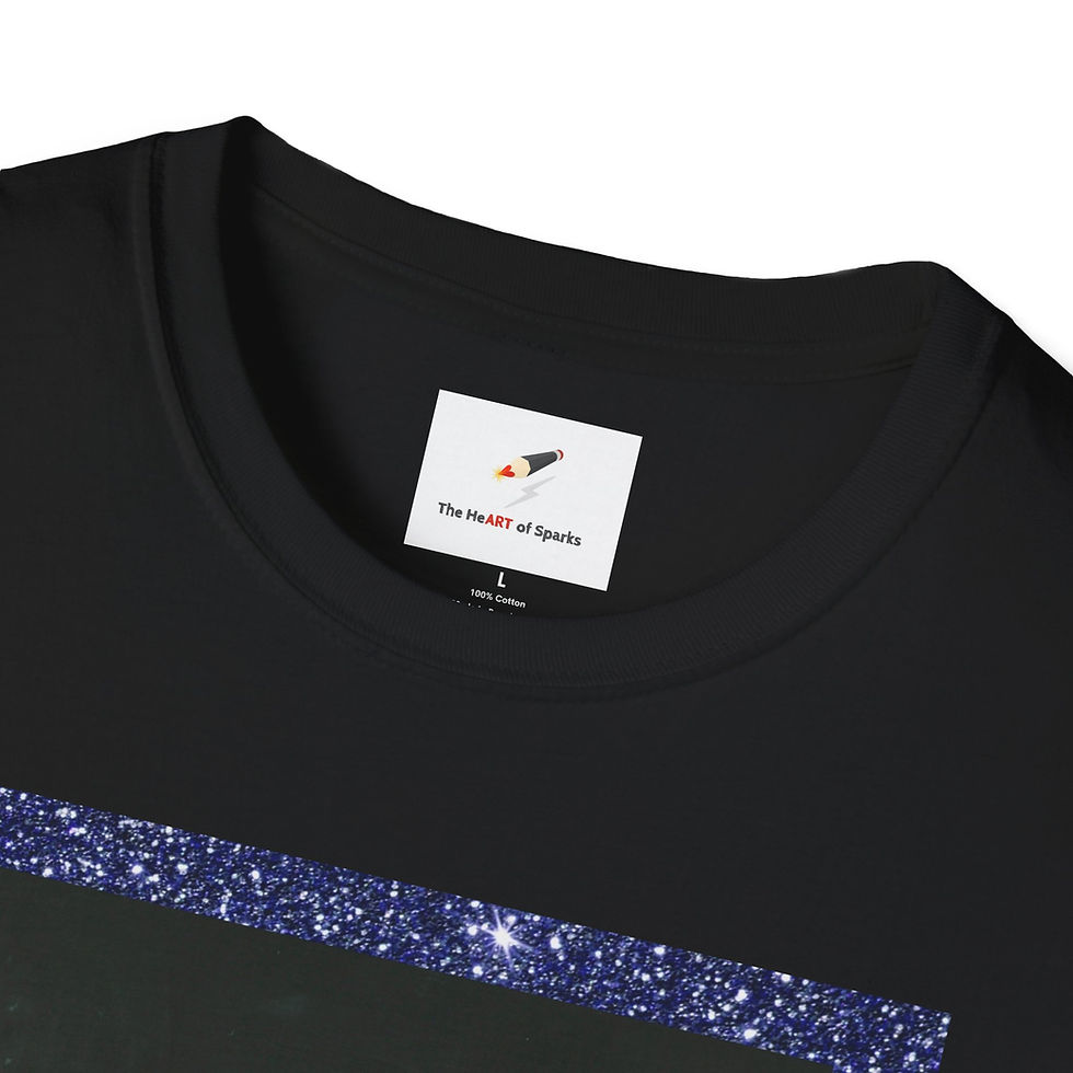 Thumbnail: "The Moonwalk" T-Shirt with Blue Glitter Background