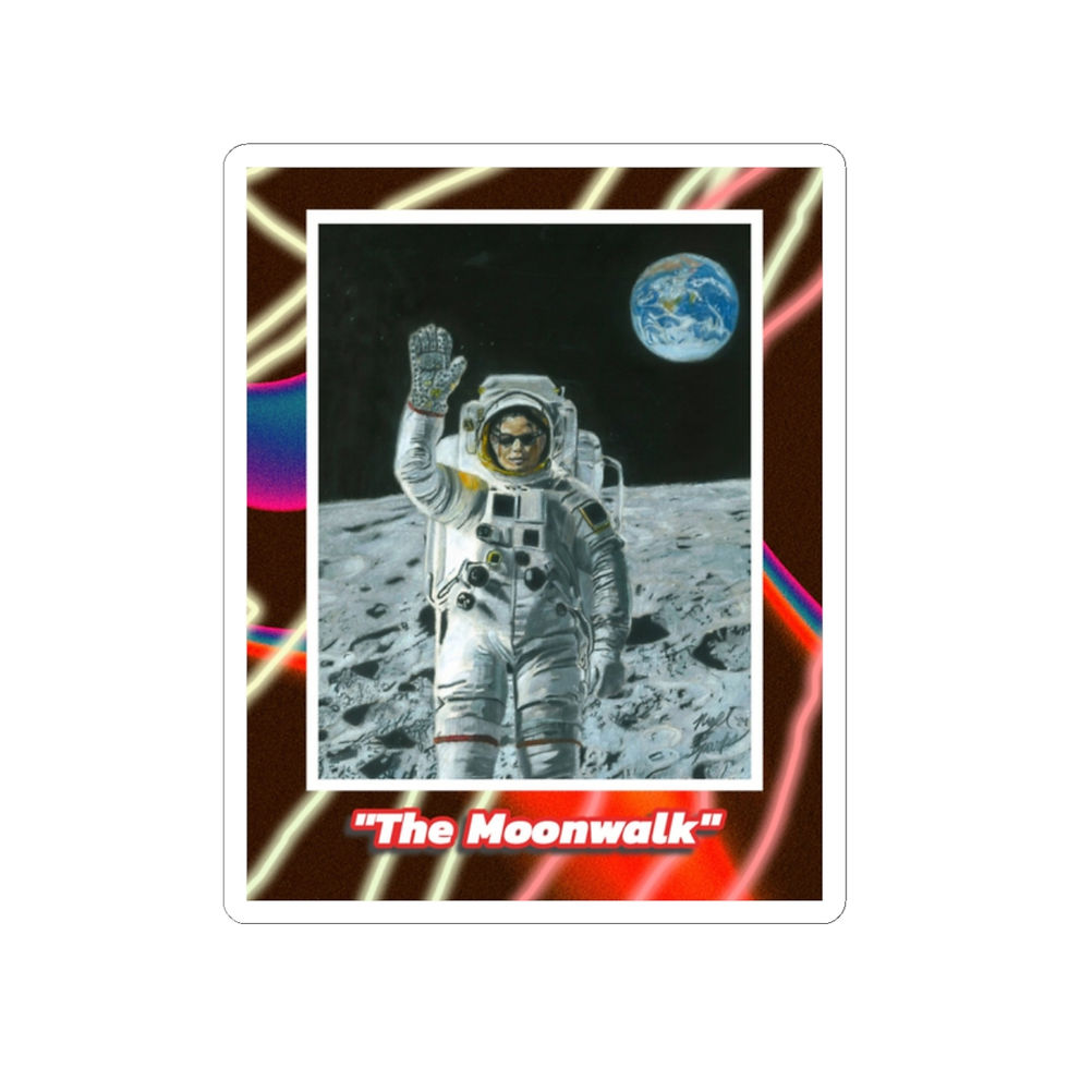 Thumbnail:  "The Moonwalk" Kiss-Cut Sticker with Graphic Design Background
