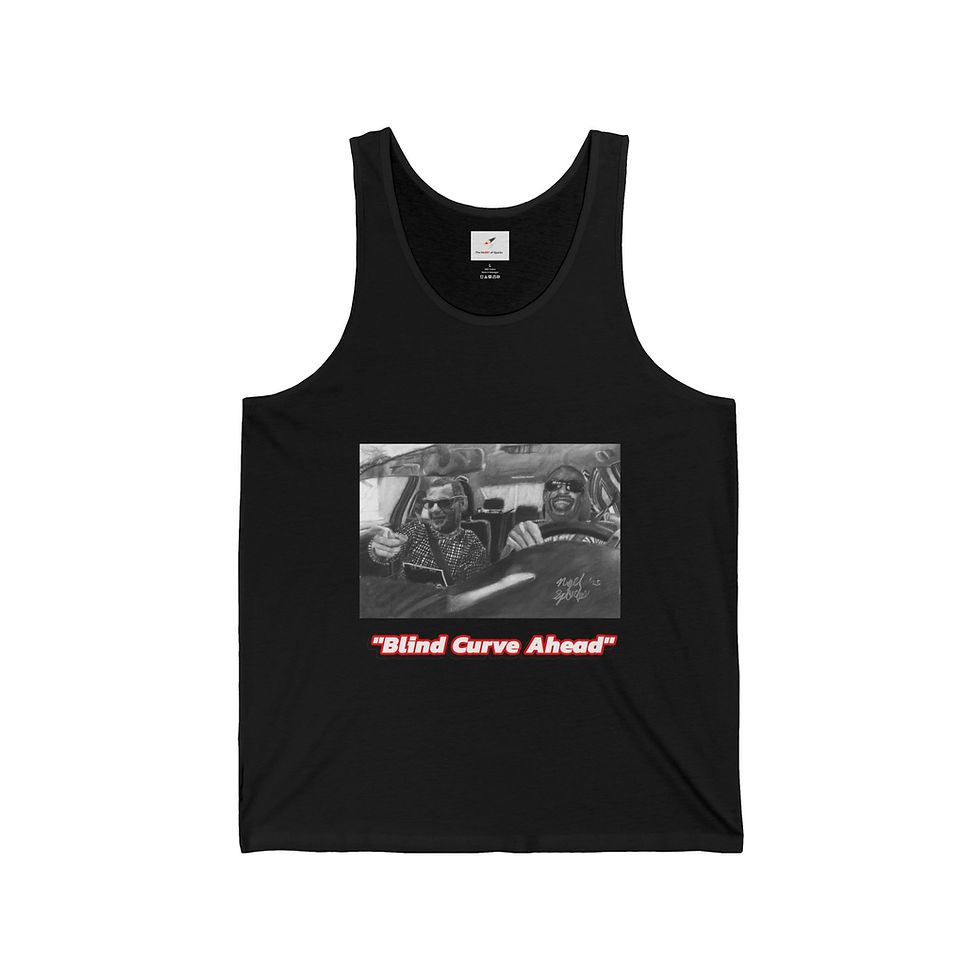 Thumbnail: Stevie Wonder and Ray Charles Unisex Jersey Tank ("Blind Curve Ahead")