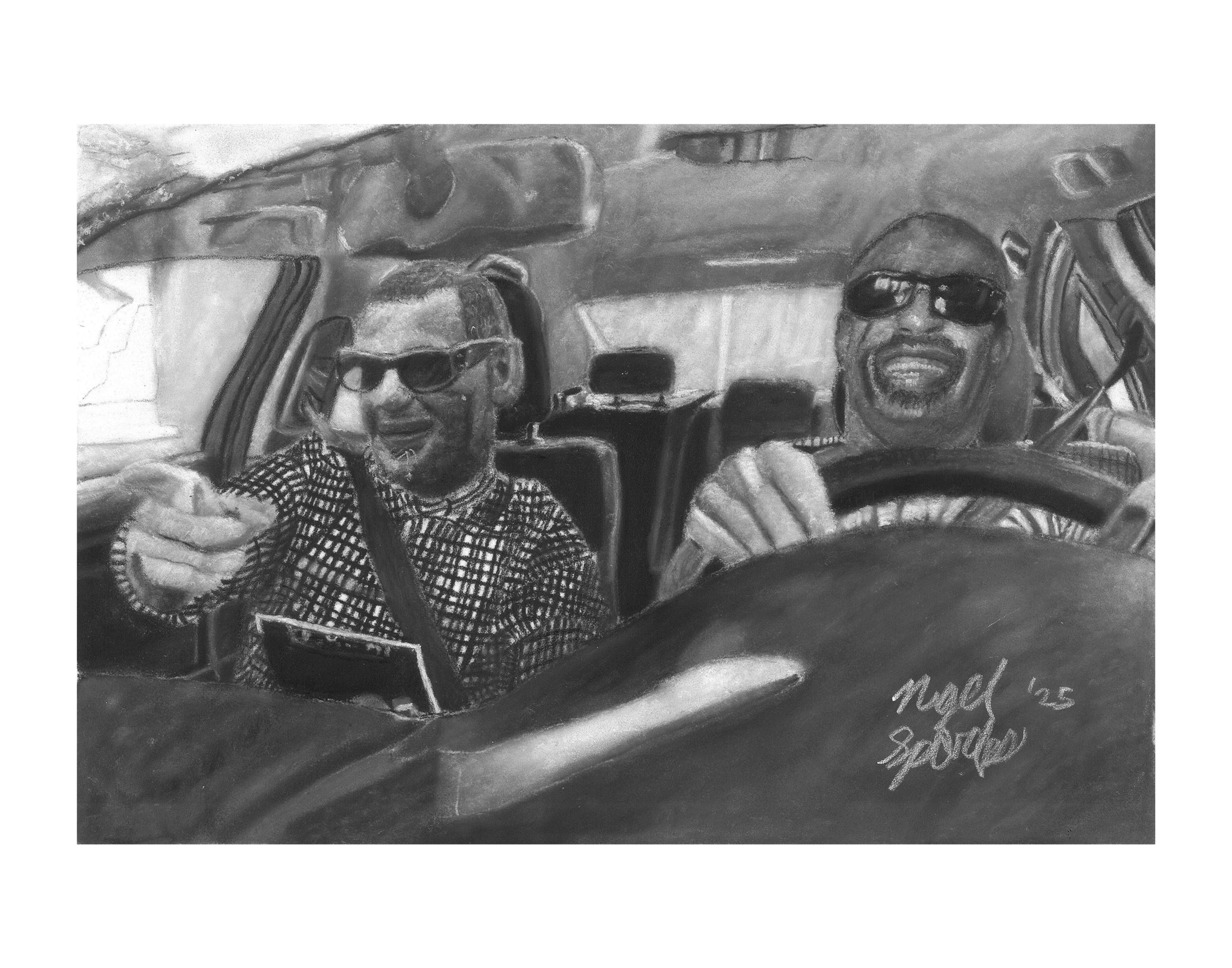 "Blind Curve Ahead" – Funny Ray Charles & Stevie Wonder Art Print (File)