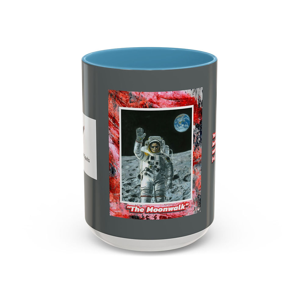 Thumbnail: "The Moonwalk" Mug with Abstract Painting Background