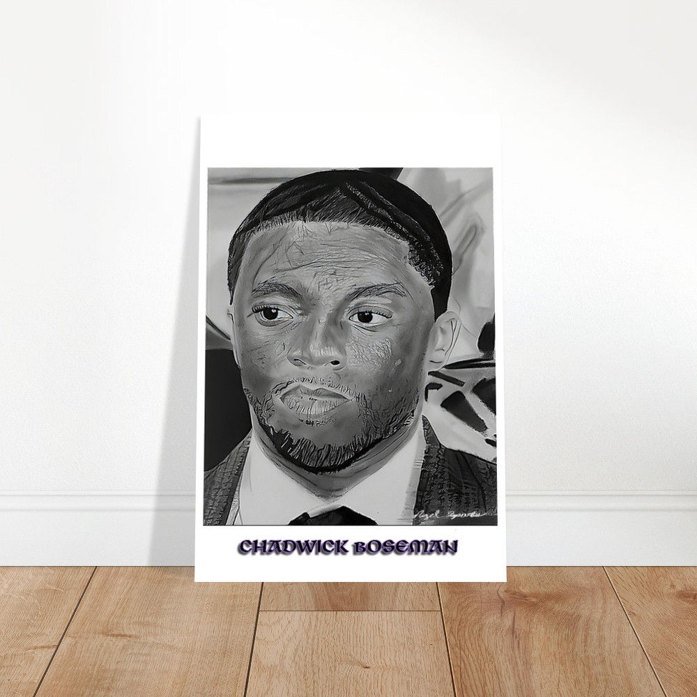 Chadwick Boseman Aluminum Drawing Print