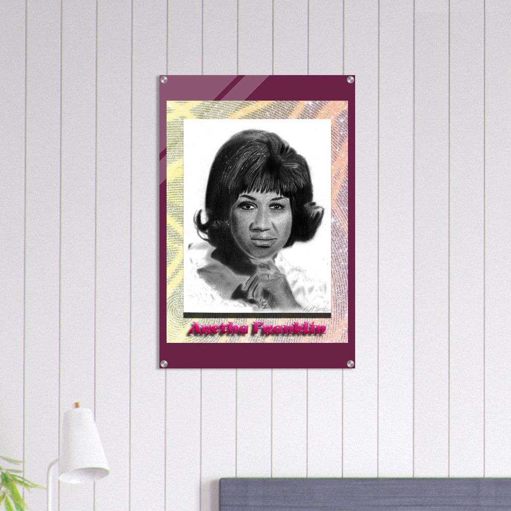 Aretha Franklin Drawing Print on Acrylic Glass