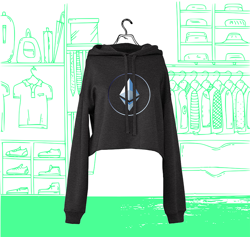 Ethereum Visuel Face Crop Hoodie-Sweatshirt für Damen