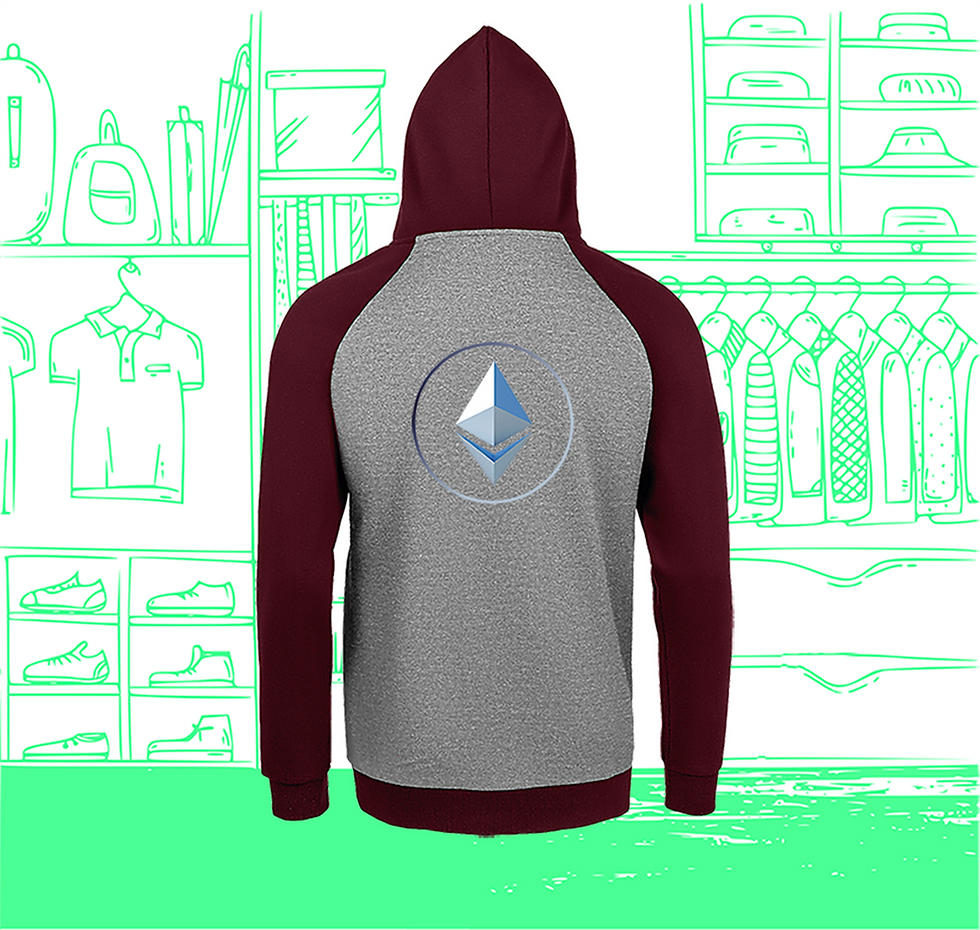 Zweifarbiges Ethereum-Sweatshirt mit visueller Rückseite