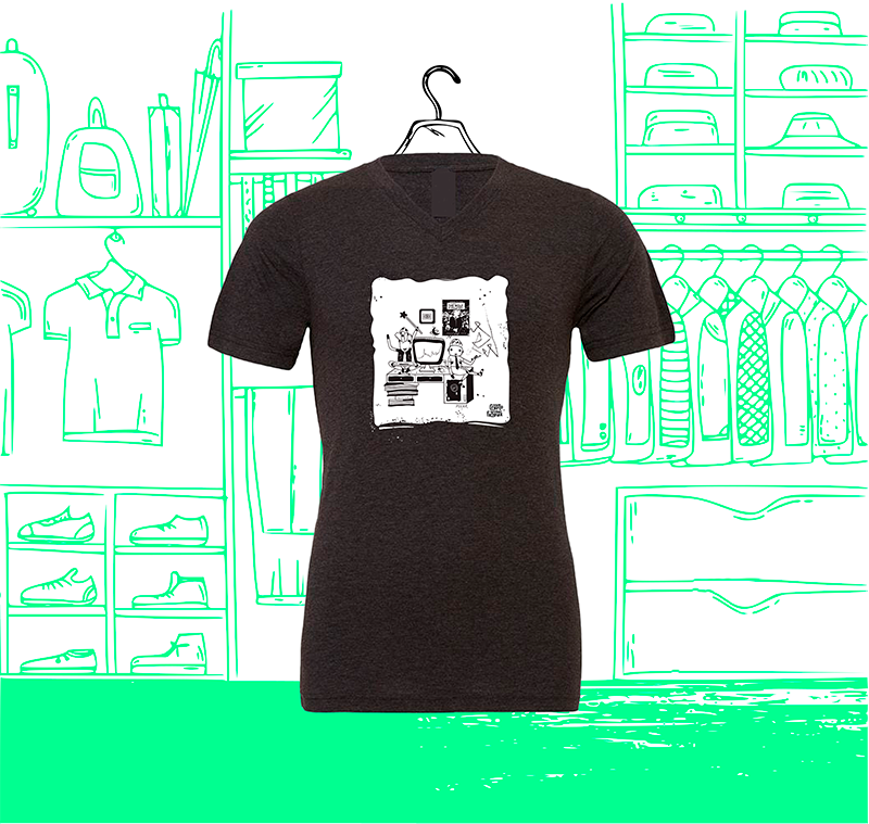 Men's Regular Fit V-neck T-shirt Trading Scene Visuel Face