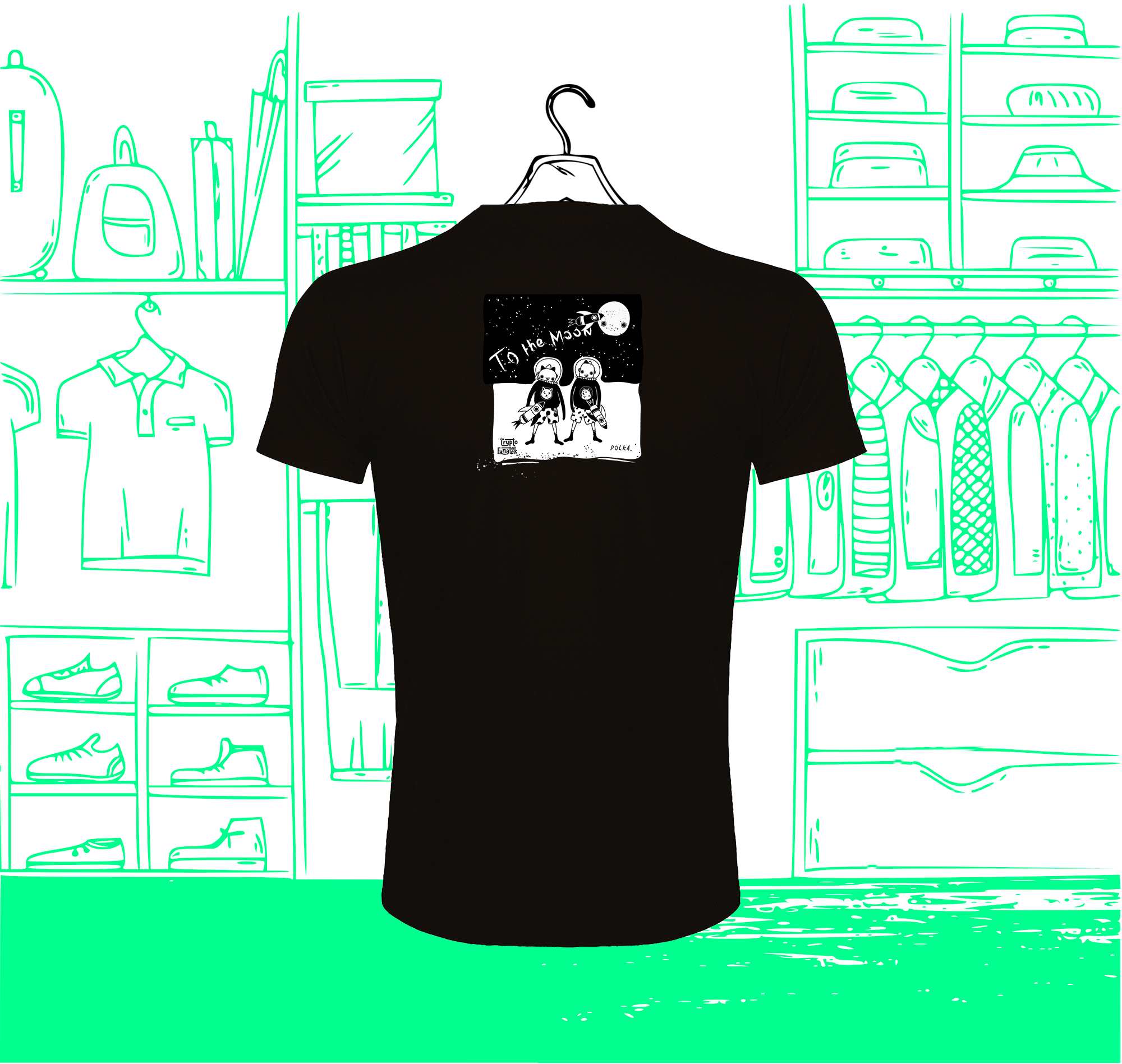 Camiseta Hombre Cuello Redondo FIT Shiba & Doge Visual Espalda