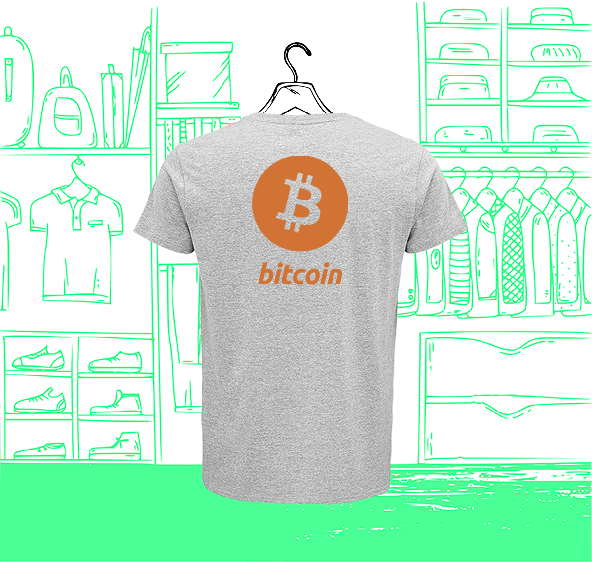 Camiseta Hombre Cuello Redondo Bitcoin Cobre Visual Espalda