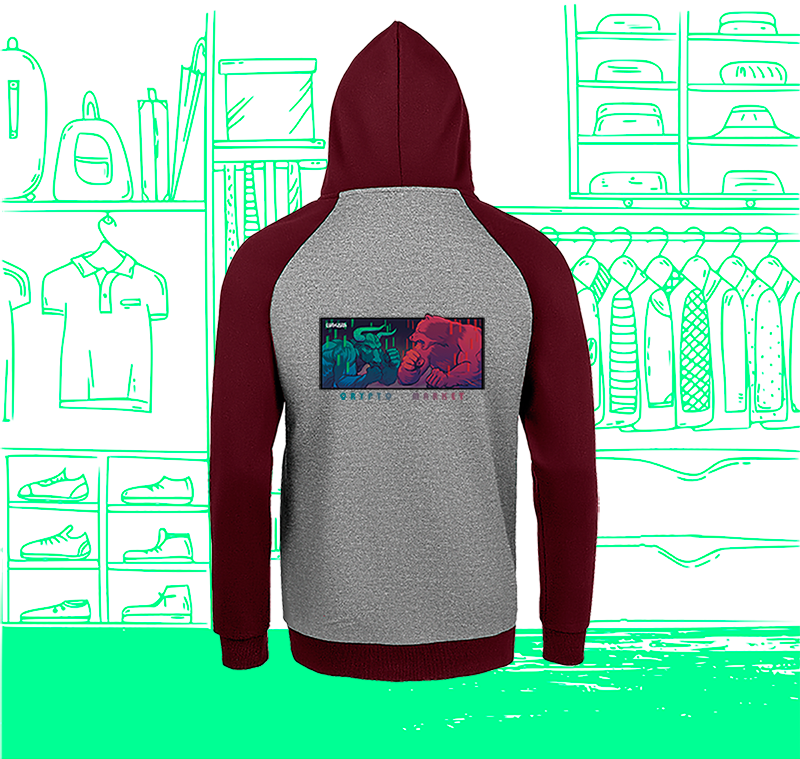 Thumbnail: Mixed Two-Tone Bull vs Bear Sweatshirt Back Visual