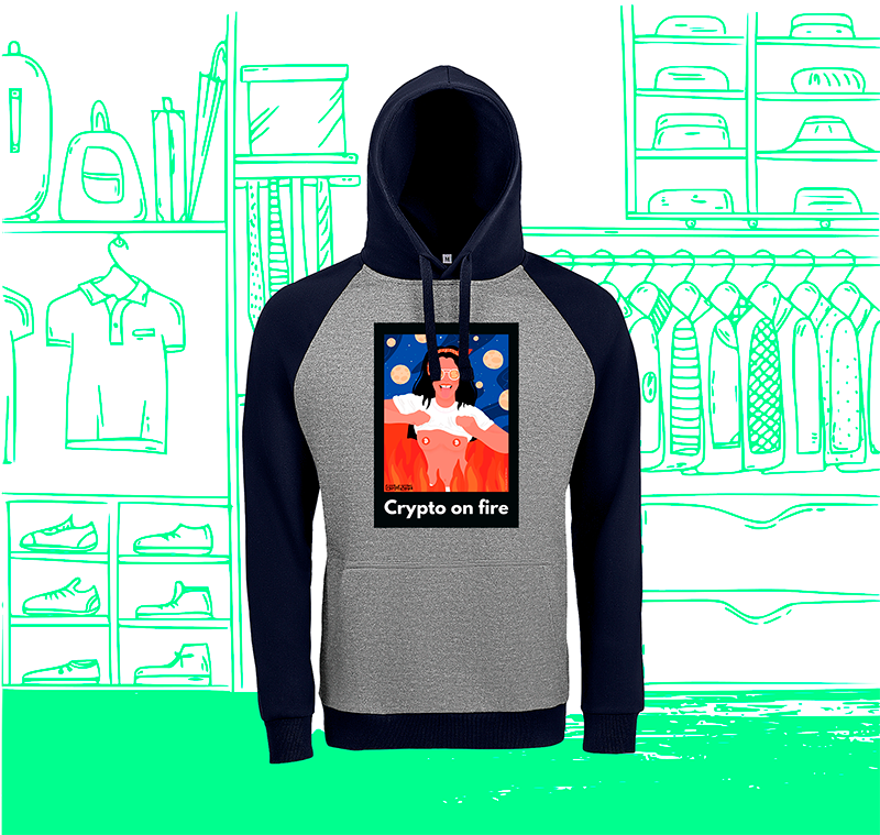 Sweat Mixte Bicolore Crypto On Fire Visuel Face