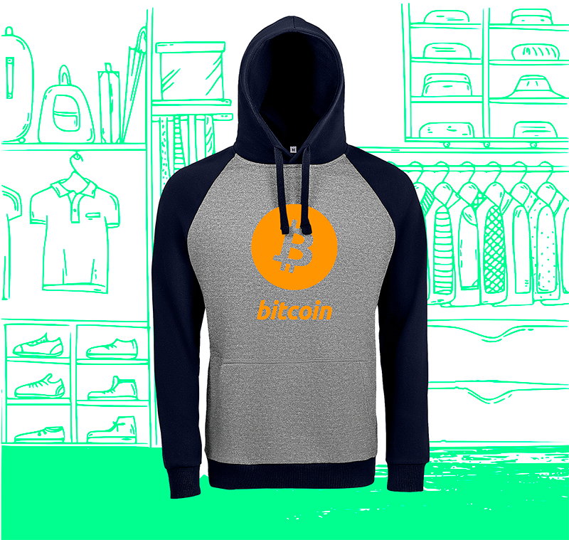 Miniature : Sweat Mixte Bicolore Bitcoin Orange Visuel Face