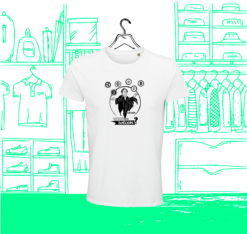 Men's Round Neck T-shirt Satoshi Nakamoto Visuel Face