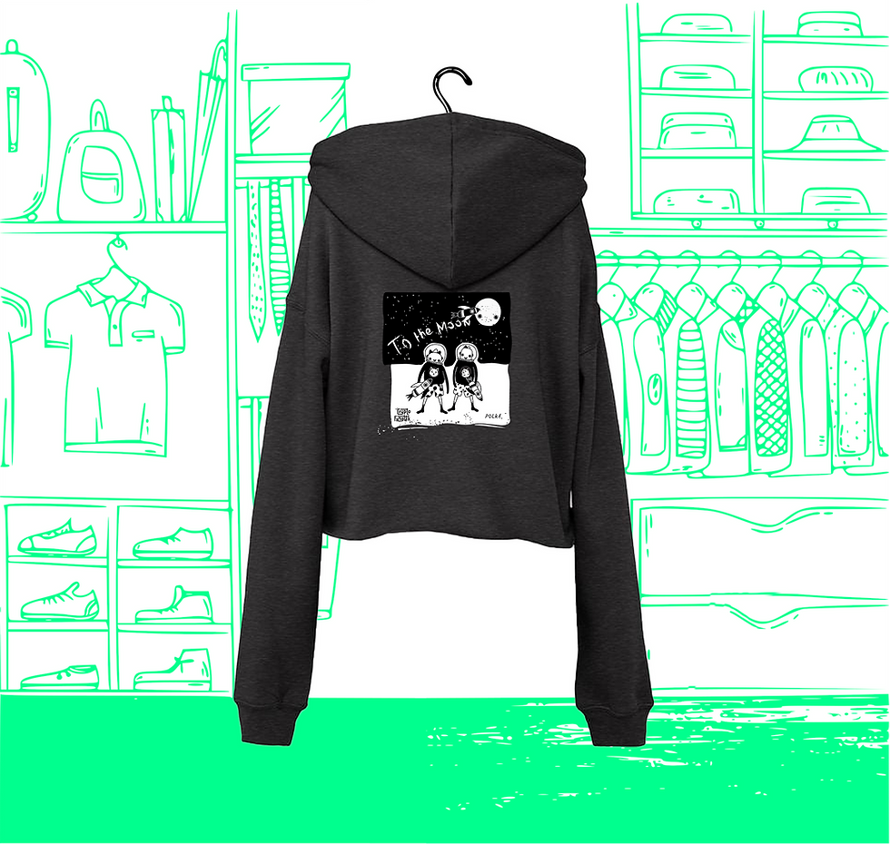 Shiba & Doge Crop Hoodie Sweatshirt für Damen Visuelle Rückseite