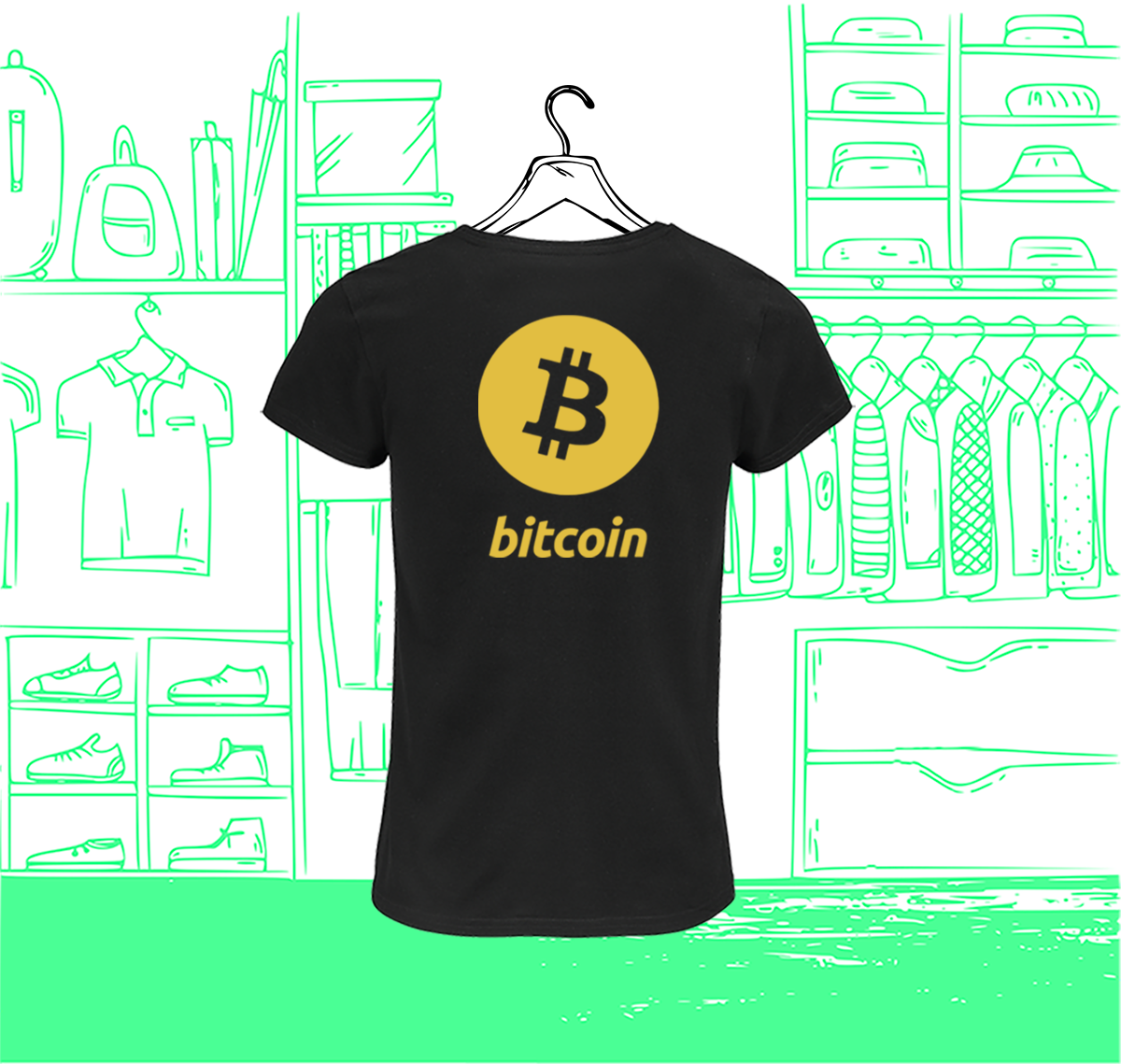 Camiseta Mujer Cuello Redondo Bitcoin Gold Visual Espalda