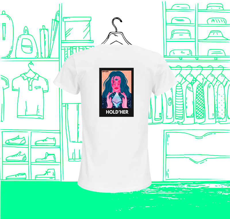 Miniaturbild: Damen T-Shirt Rundhals Hold'her Visual Back