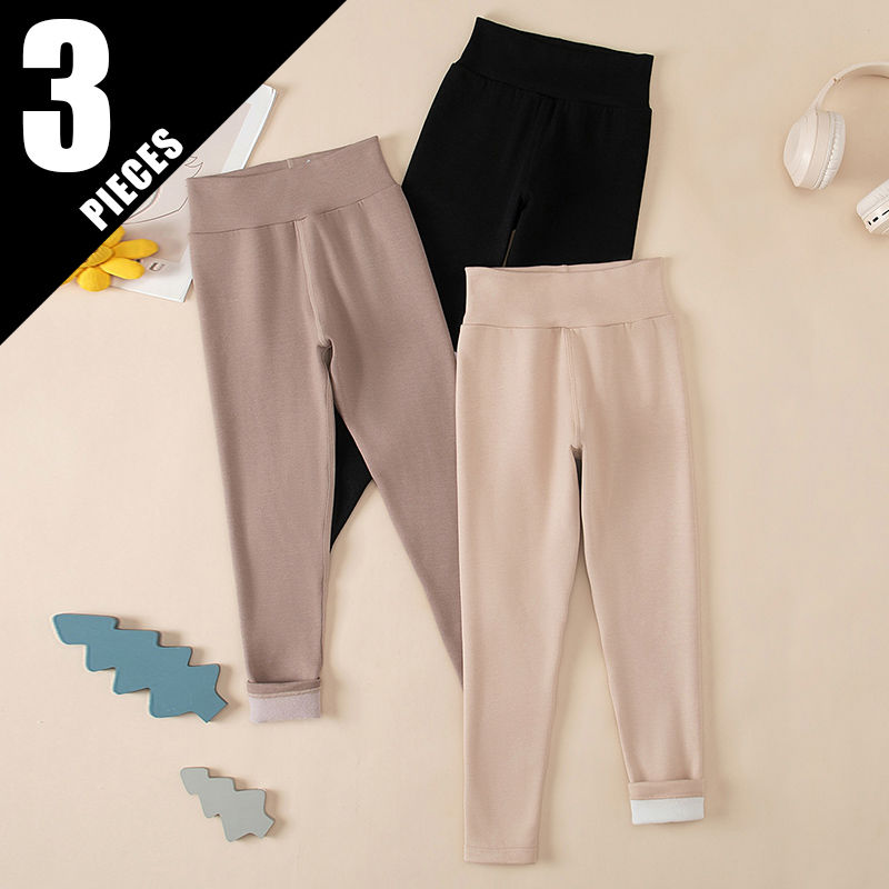 Miniatura: 3/1 Conjunto de calça legging de cintura alta com isolamento térmico de pelúc