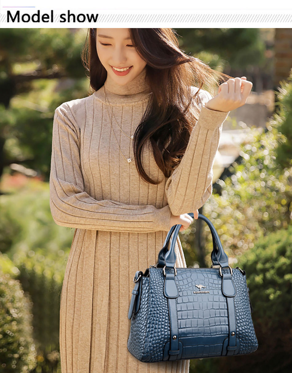Miniatura: Bolsa de mão feminina de luxo, de couro macio de alta qualidade, modelo transve