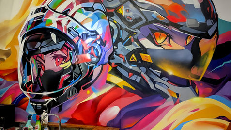 La Crémerie graffiti fresque murale Karting Cap Malo Rennes décoration intérieure