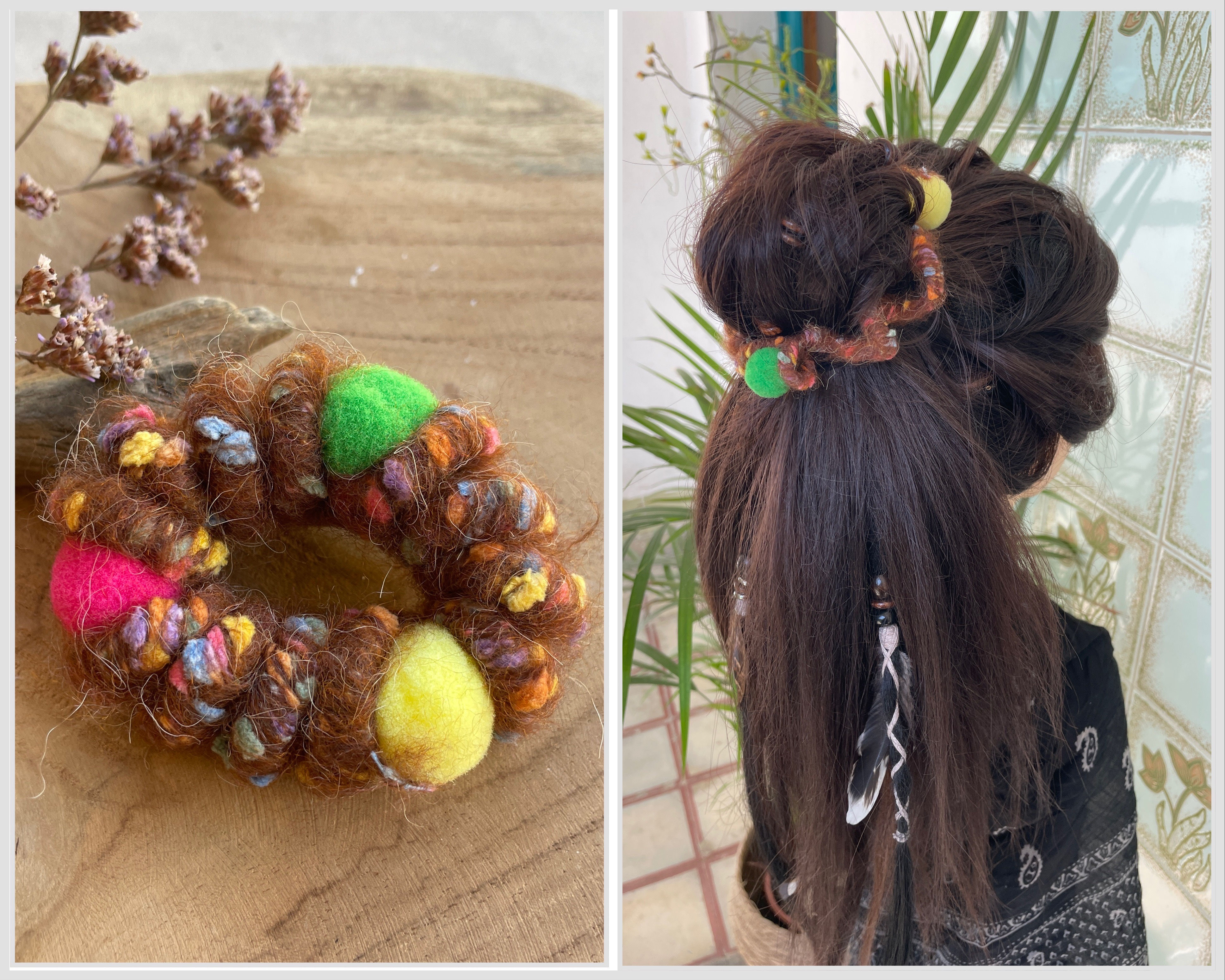 Regenbogen-Haargummi Braun