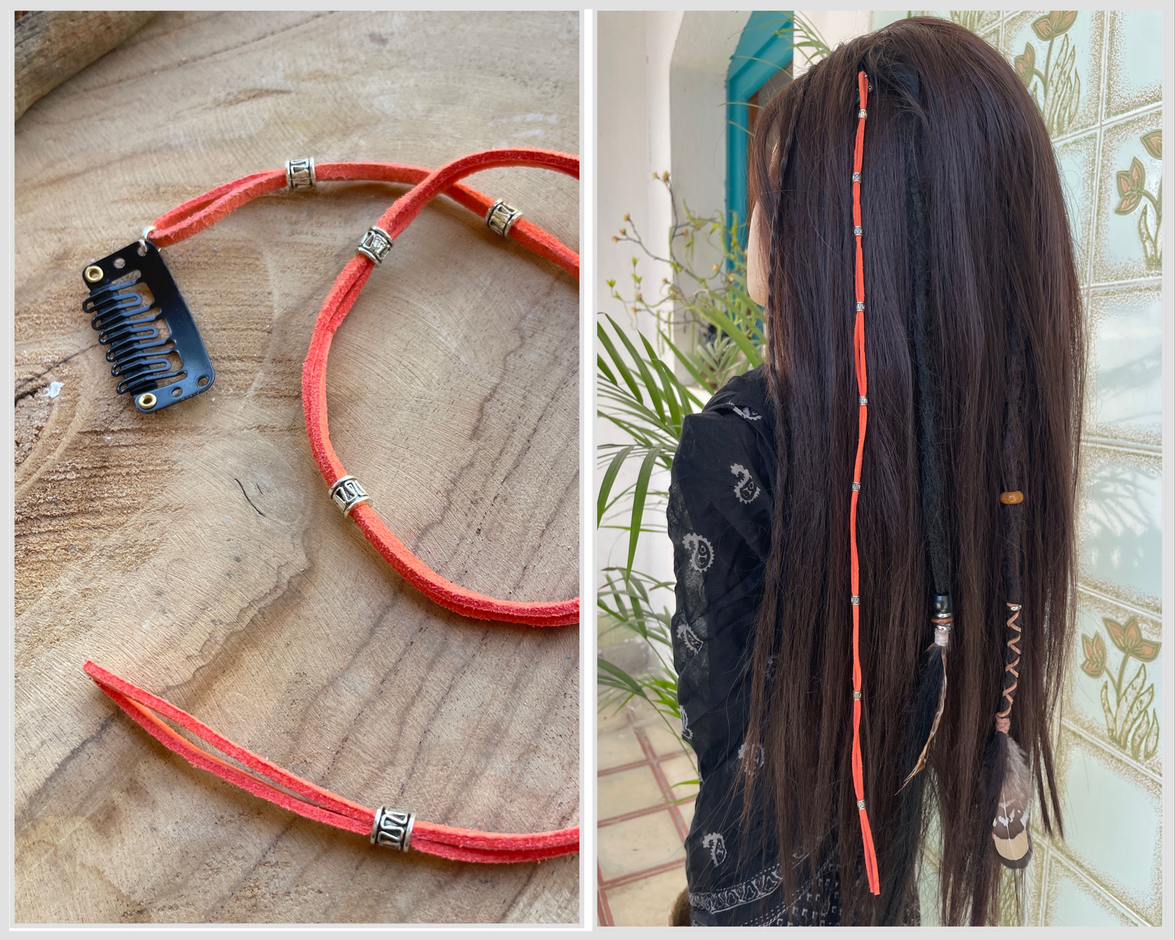 Orangefarbener Clip-in-Haarhänger