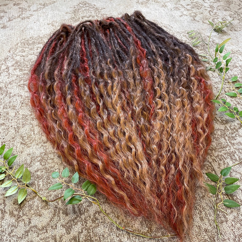 Full head Wavy Dreadlocks Brown/Copper Dreads & Frutsels Dreads