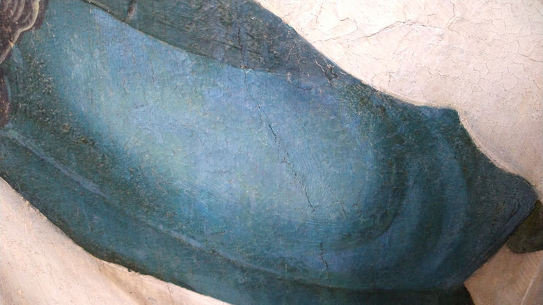 Detailaufnahme Retusche Arm der Madonna