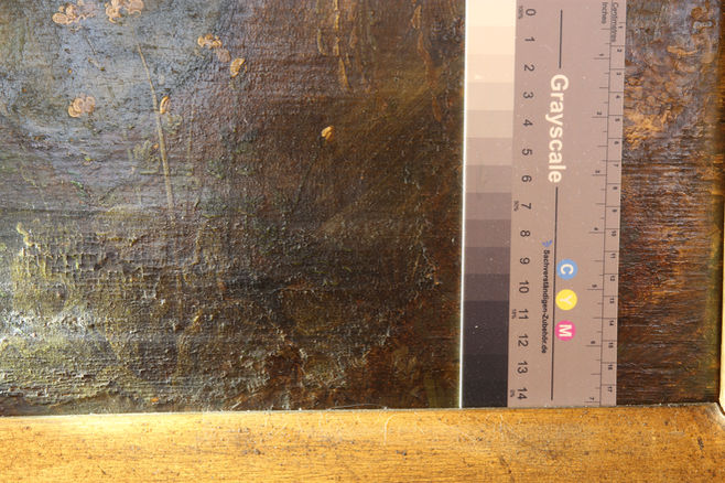 Malschicht im Streiflicht, Detailaufnahme, Vorzustand