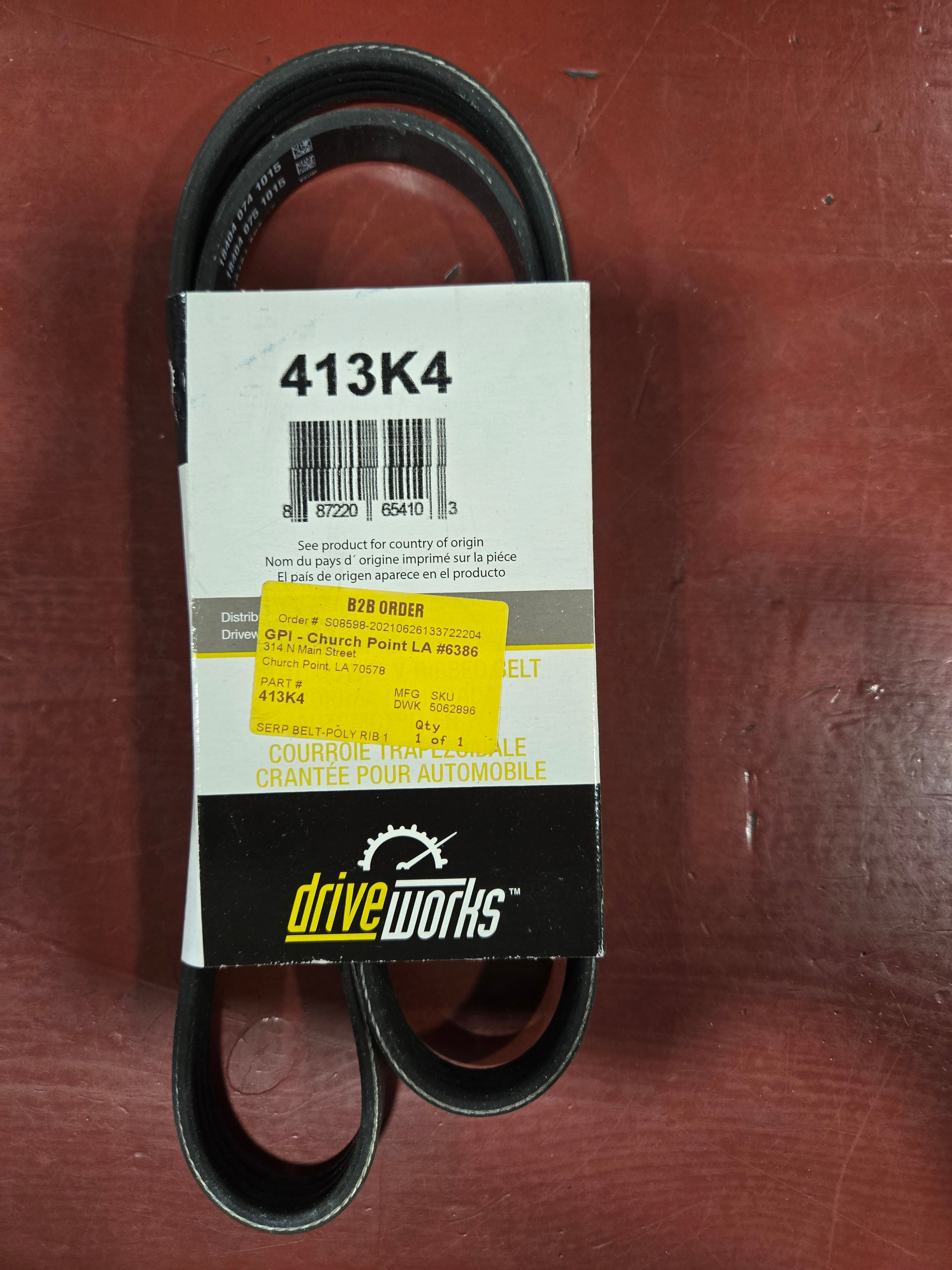 DRIVE WORKS 413K4 POLY RIB BELT