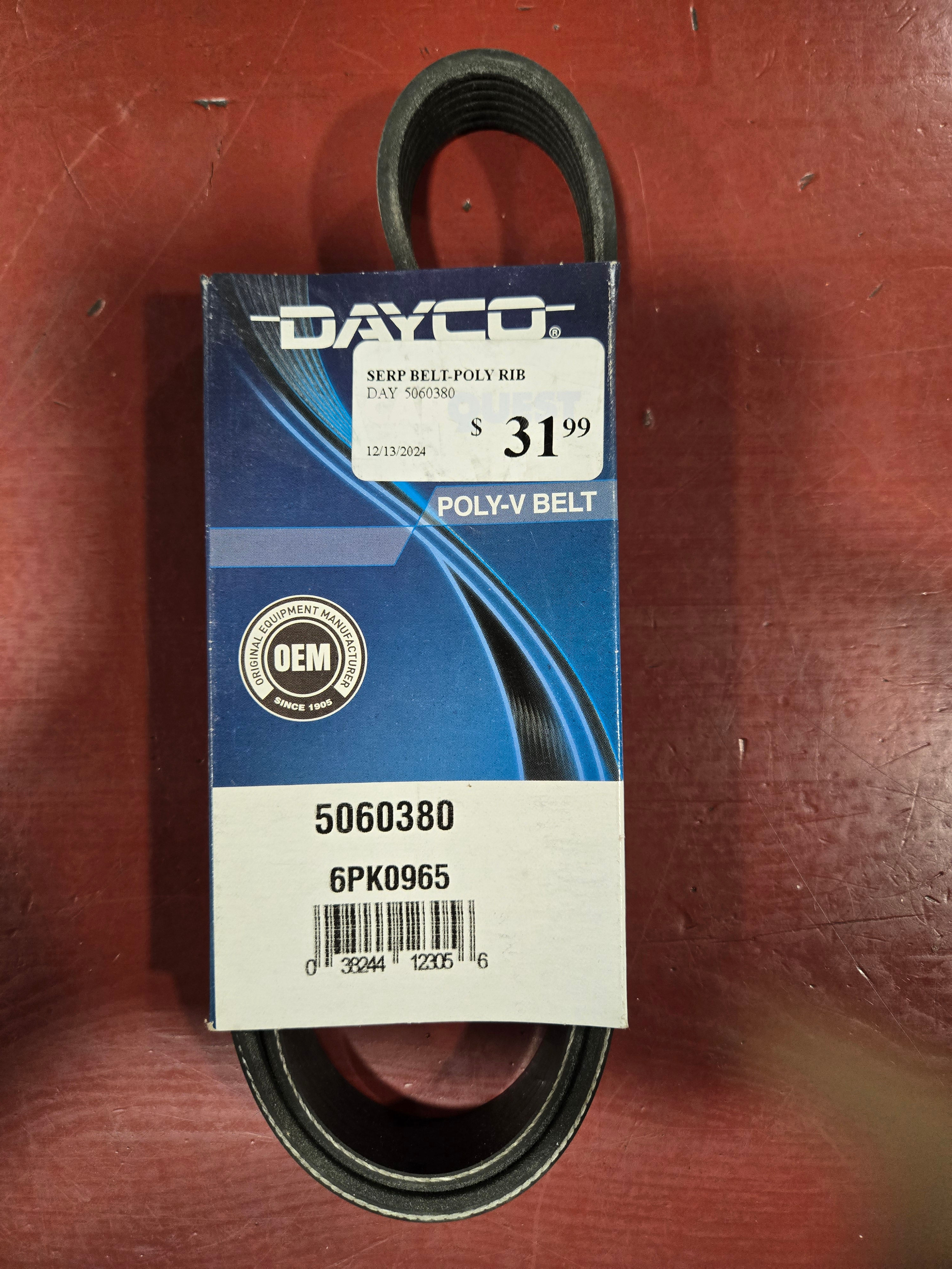 DAYCO 5060380 SERP BELT-POLY RIB 6PK0965