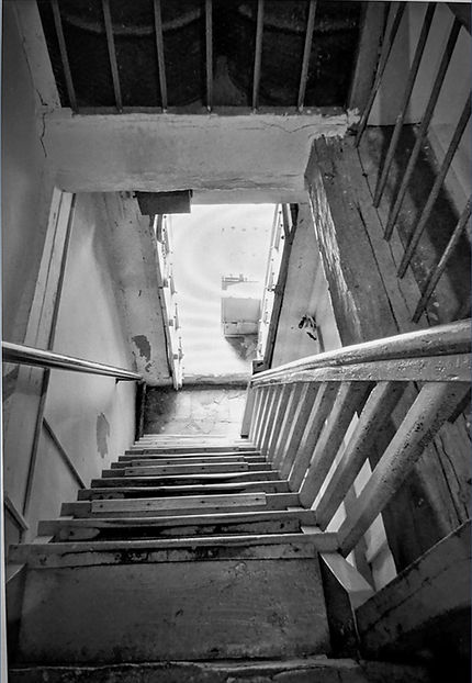 Steep staircase at home in Vadodara, Gujarat, India