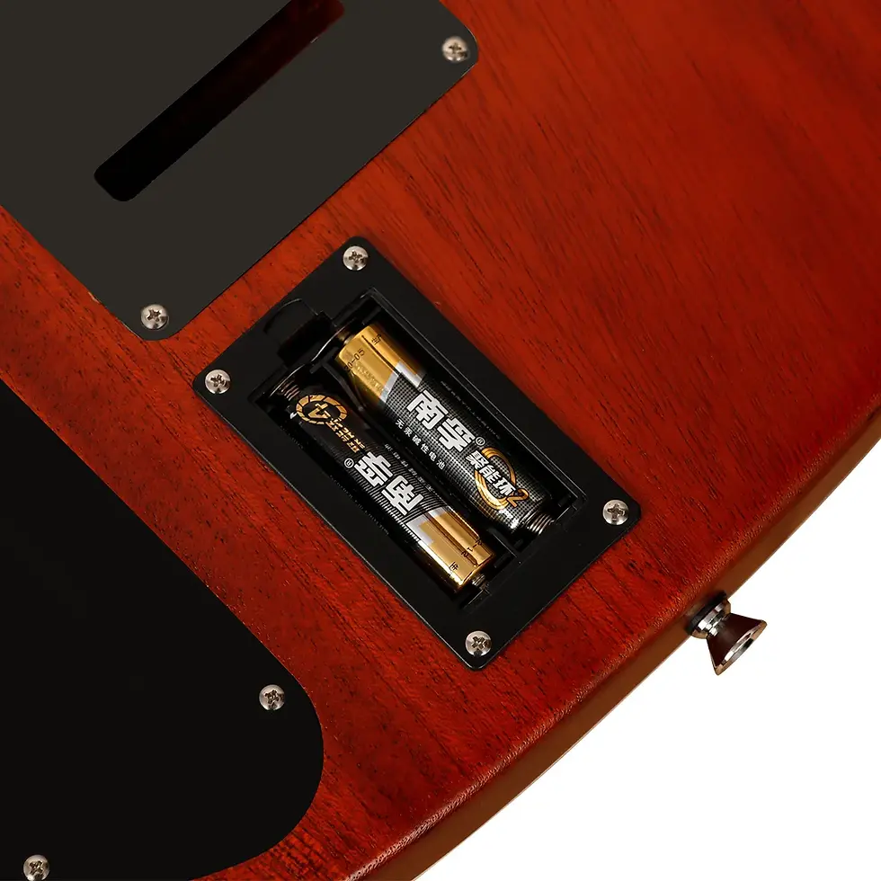 Thumbnail: Close-up of open battery compartment on back of Bullfighter K10 showing two installed AA batteries.