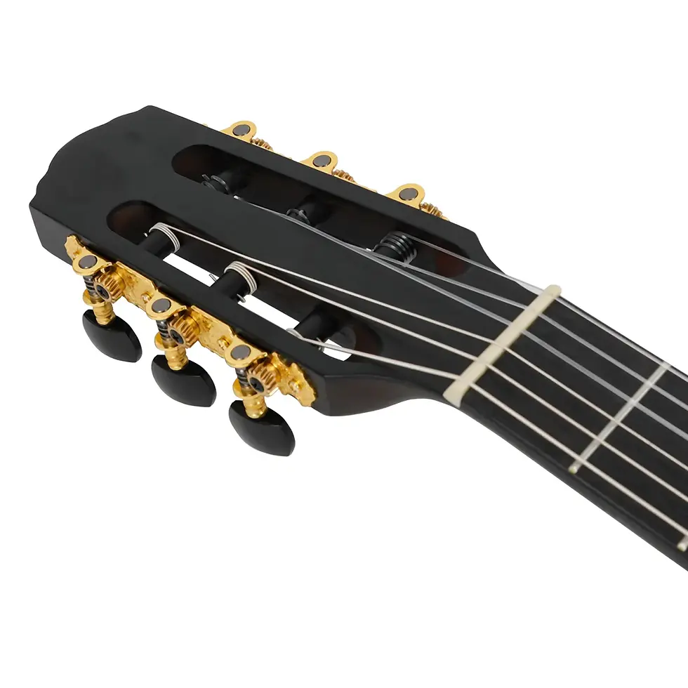Thumbnail: Detailed shot of the slotted classical headstock on Bullfighter K7 with gold-accented tuning pegs.