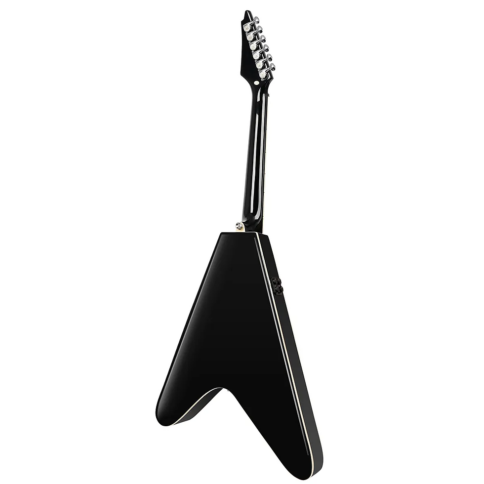 Thumbnail: Rear view of Bullfighter D-32K 32-inch Flying V acoustic guitar with glossy black back and neck.