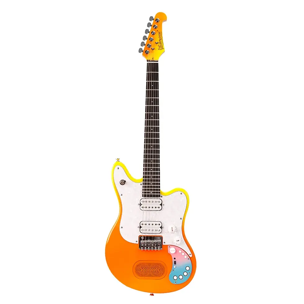 Full front view of an orangeburst Bullfighter SE Mini smart electric guitar against a white background.