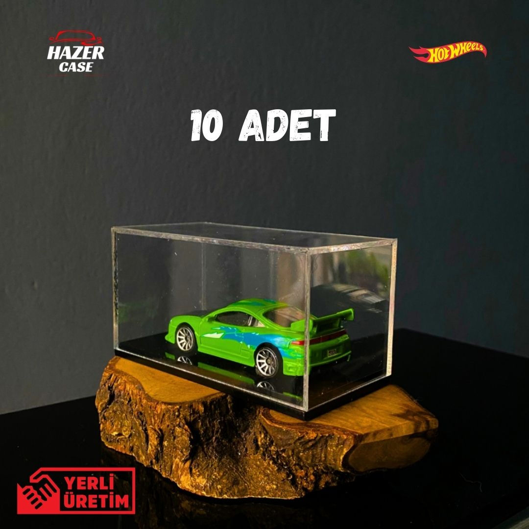 1:64 Pleksi Model Araba Kutusu 10 Adet siyah taban