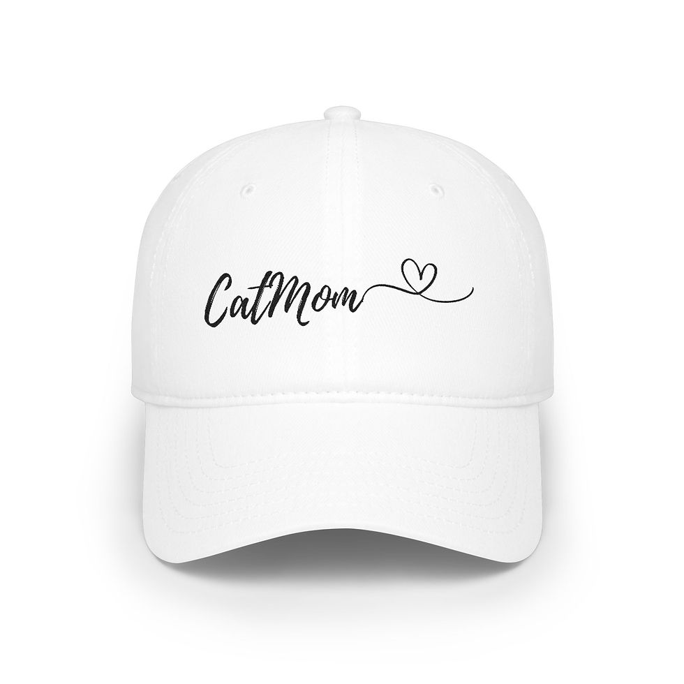 Thumbnail: Cat Mom Baseball Cap — Script Heart Low Profile Hat for Moms