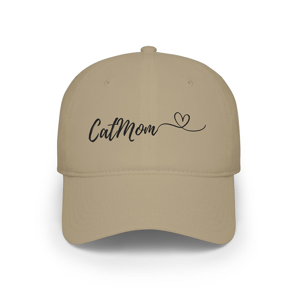 Thumbnail: Cat Mom Baseball Cap — Script Heart Low Profile Hat for Moms