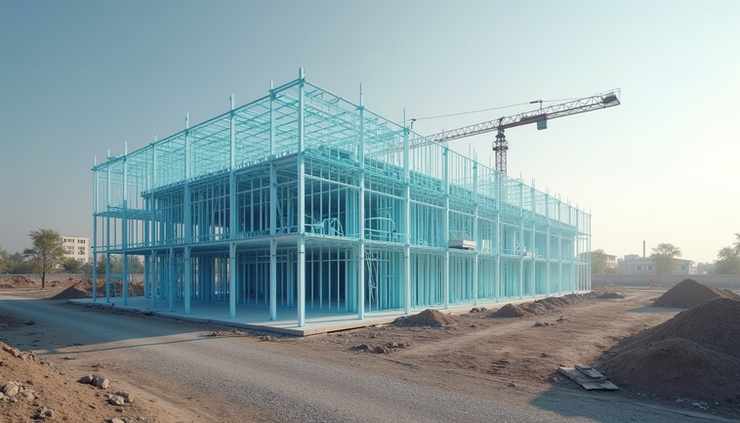 目線の高さから見た建設現場でのBIMモデルの表示